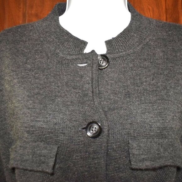 Harve Benard Wool Blend Long Gray Sweater Jacket Size Small Dark Academia - Picture 6 of 16